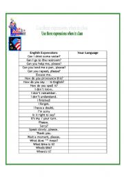 English Worksheet: Classroom Language