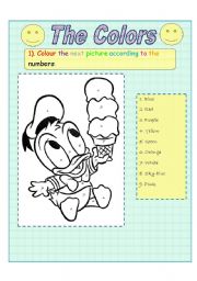 English Worksheet: Colour the picture according to the numbers