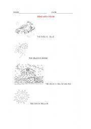 English worksheet: Read and color