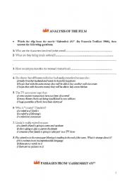 English Worksheet: Standardization and mass media in Fahrenheit 451