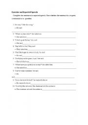 English Worksheet: reported speech