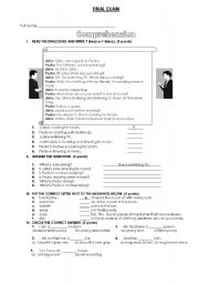 English worksheet: comprehension quiz