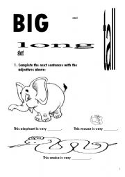 English Worksheet: Big, small, long, tall, short