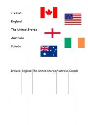 English worksheet: Match the flags and the countries