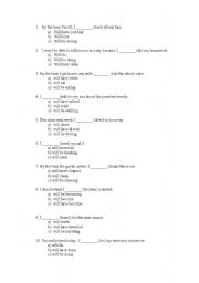English Worksheet: Simple future, future continuous and future perfect
