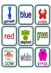 English Worksheet: Animals Colours Matching Game