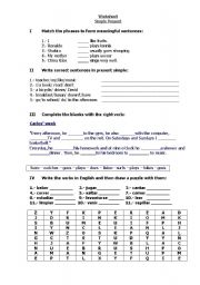 English worksheet: Simple Present Worksheet