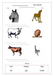 English worksheet: farm animals