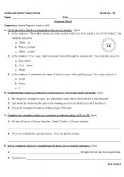 English worksheet: Subjects and Predicates