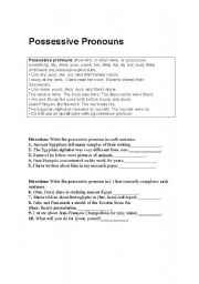 English worksheet: Possessive Pronouns