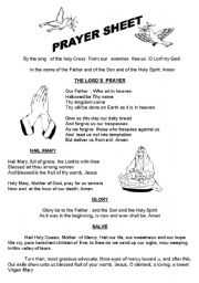 English Worksheet: prayer sheet