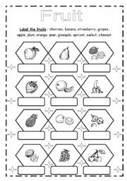 English Worksheet: fruits to label