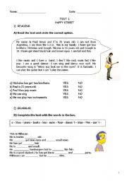 English Worksheet: Test: 