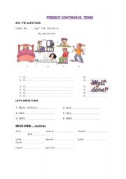 English worksheet: present continuous tense