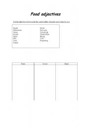 English Worksheet: Food adjectives
