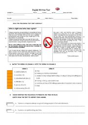 English Worksheet: Test about Tobacco