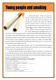 English Worksheet: Young people and smoking