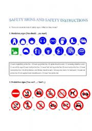 English Worksheet: Safety signs (editable)
