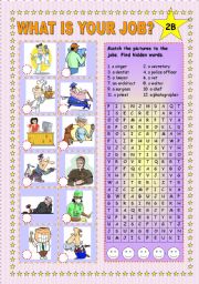 English Worksheet: What is your job? Part 2 B + KEY