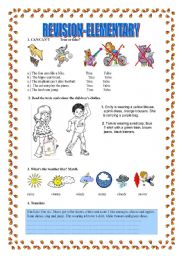 English Worksheet: Revision-elementary- part 1-for kids