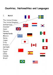English Worksheet: countries, nationalities and languages