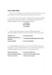 English Worksheet: How to write Haiku