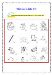 English worksheet: Numbers in daily life 1
