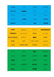 English Worksheet: Regular verbs game cards