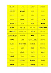 English worksheet: Regular Verbs Cards