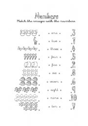 English Worksheet: Numbers 1 - 10