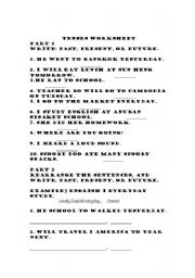 English Worksheet: Tense Practice
