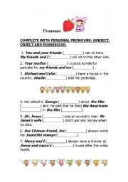 English worksheet: Pronouns