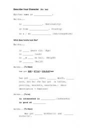 English Worksheet: Easy guide to describe a person/character