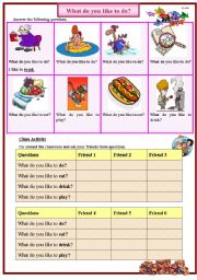 English Worksheet: Class Speaking Activity 