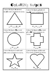 English Worksheet: Coloring shapes