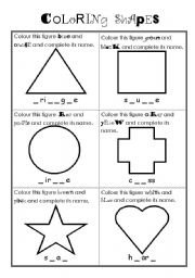 Coloring shapes - ESL worksheet by huntressofdreams