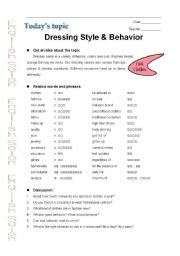 English Worksheet: dressing style and behavior