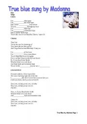 English Worksheet: True Blue by Madonna