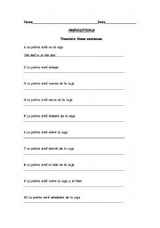 English worksheet: Prepositions 