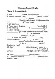 English worksheet: present simple