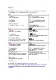 English Worksheet: Colour Phrases