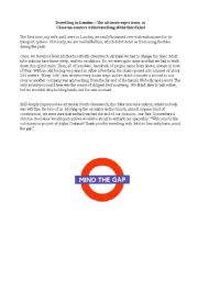 English worksheet: Travelling in London - Close encounters with travelling of the third kind