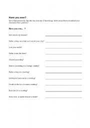 English worksheet: Have you ever, Business English