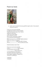 English Worksheet: International Day for the Eradication of Poverty. Song: Pearls by Sade