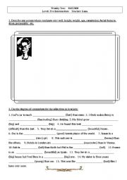 English worksheet: Test: Adjectives Comparison + Appearance Vocab 