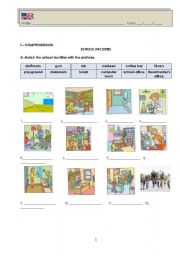 English Worksheet: Test: school unit - page 1 (editable)