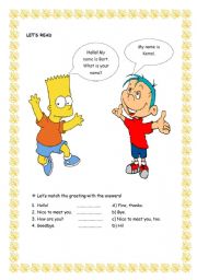 English worksheet: greeting exercise