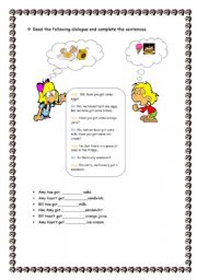 English worksheet: food and drinks