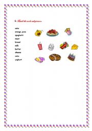 English worksheet: food