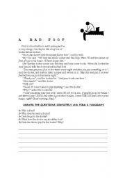 English worksheet: A bad foot - Simple Present